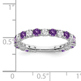 14k White Gold Amethyst and Diamond Band